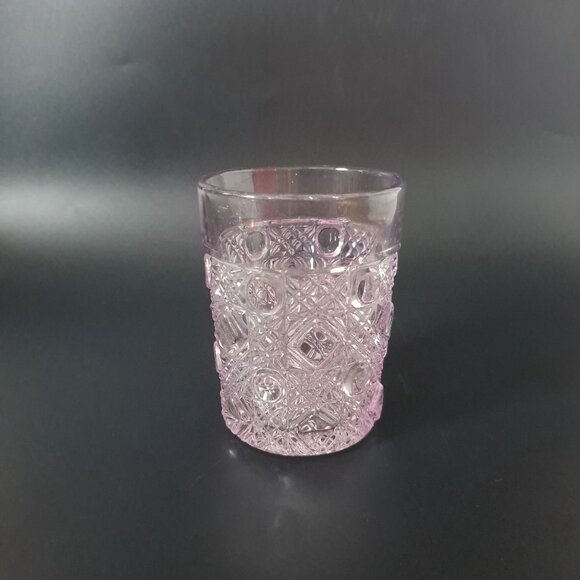 Vintage Purple Cut Glass Tumbler With Intricate Geometric Pattern - Picture 6 of 13